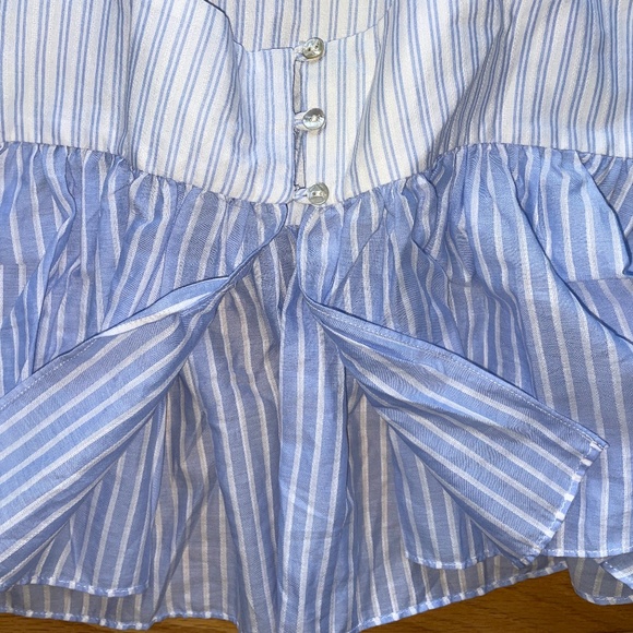 New Zara Blue and White Striped Open-Back Cropped Tank Top - Picture 14 of 16